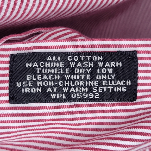 Jos. A. Bank 100% Cotton Red and White Striped Button Front, Size 16-36 - Picture 5 of 6